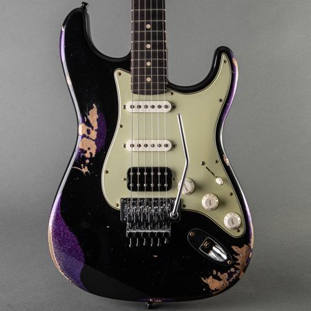 Fender Custom Shop 1960 Stratocaster Heavy Relic Floyd Rose 2022, Black Over Purple Sparkle