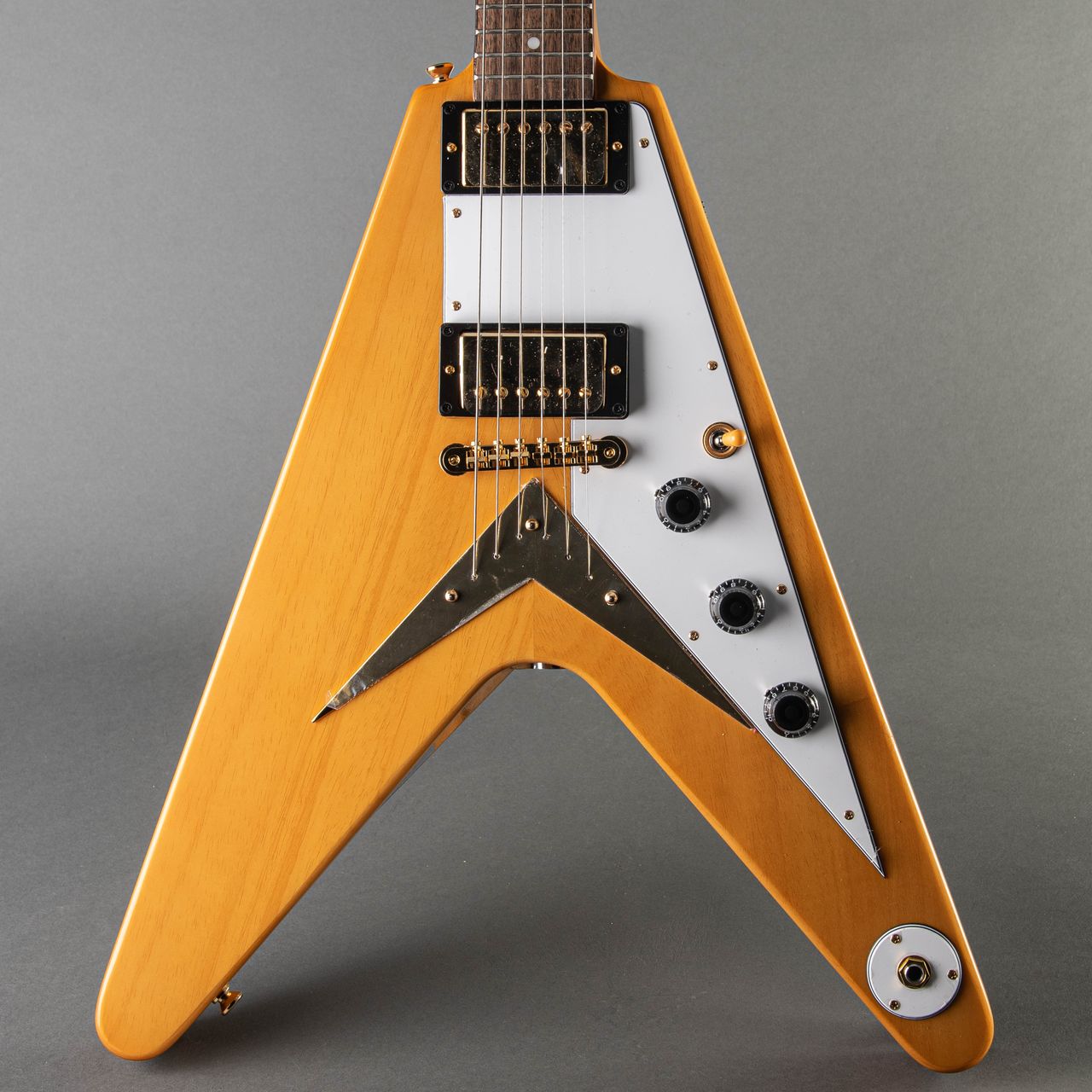 販売入荷Epiphone 1958 Korina Flying V フライングV コリーナ ナチュラル セットネック Gibsonロゴ　 中古品 エピフォン