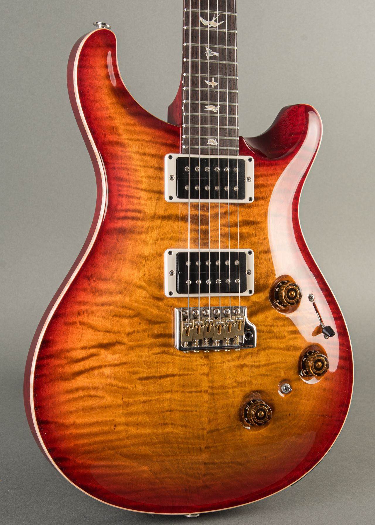 PRS Custom 24 Piezo 10-Top 2020, Thin Dark Cherry Burst | Carter 